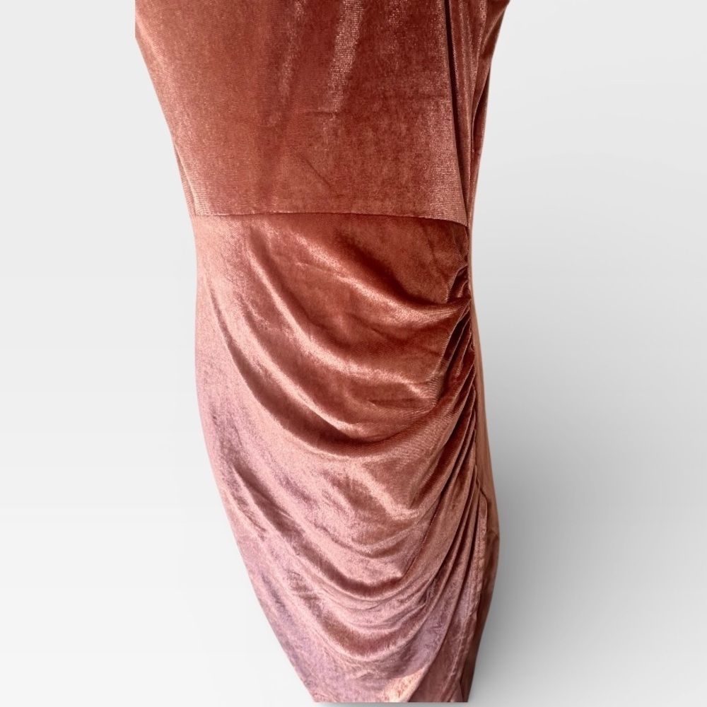 Zaful Women’s Velvet Cocktail Dress Cowl Neck Bodycon Ruched Dark Pink Small - Picture 6 of 9